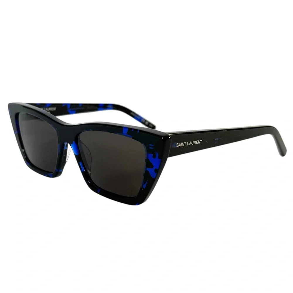 SAINT LAURENT Mica Cat Eye Sunglasses NEW Style SL 276 009 Black Blue Havana
